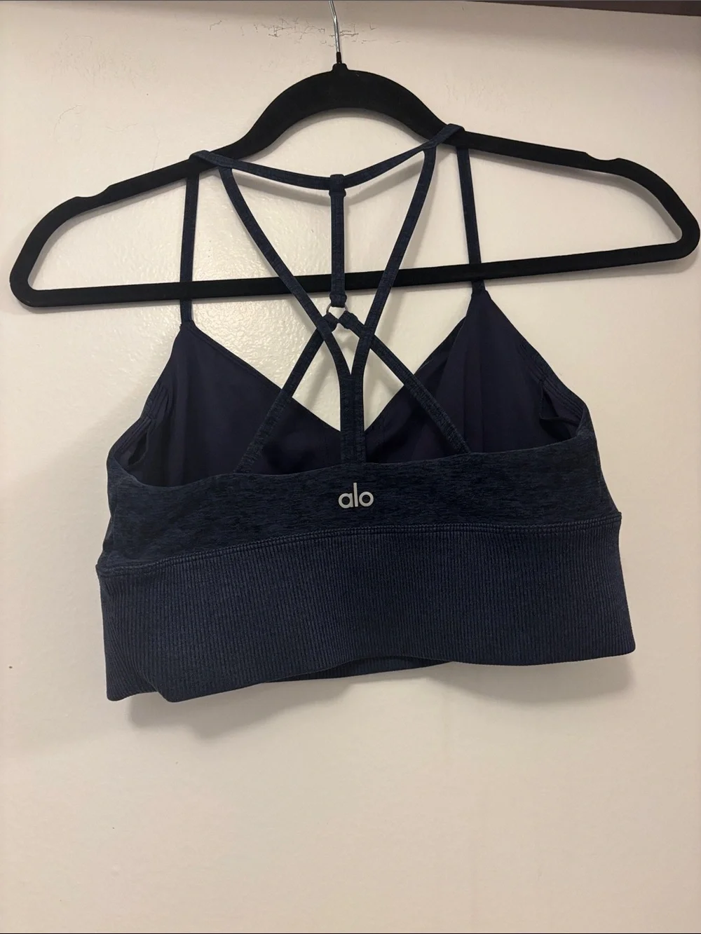 Alo Strappy Navy Bralette Crop Top sports bra